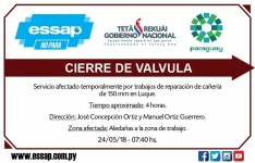 Sin agua, Essap repara válvula en zona del barrio Julio Correa